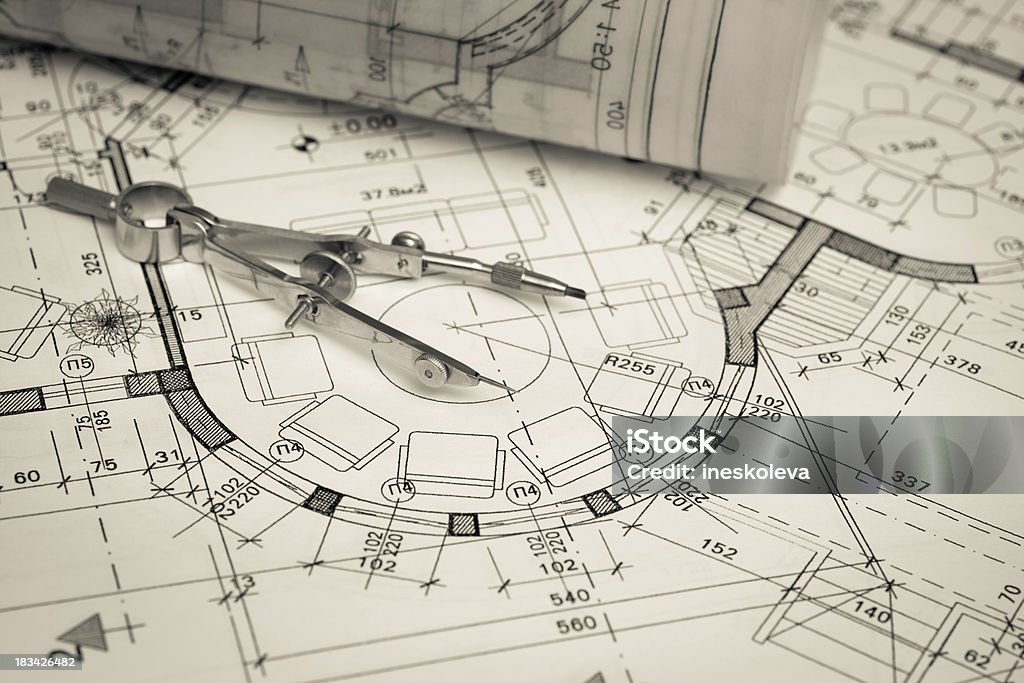 청사진 마무리 - 로열티 프리 건축 스톡 사진