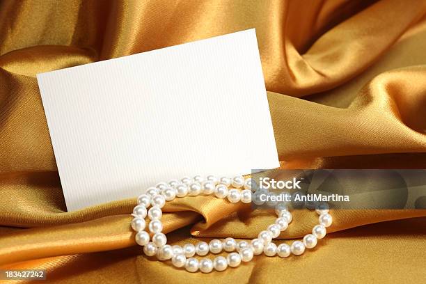 White Card With Space For Text On Gold Satin Stock Photo - Download Image Now - Celebration, Celebration Event, Copy Space