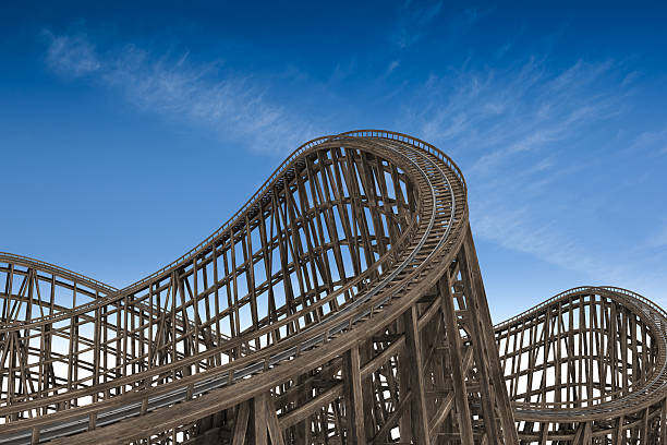 istock Wooden roller coaster track 183427560