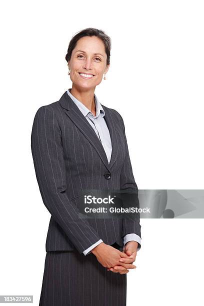 Lächelnd Geschäftsfrau Auf Weißem Hintergrund Stockfoto und mehr Bilder von Anzug - Anzug, Frauen über 40, Leitende Position