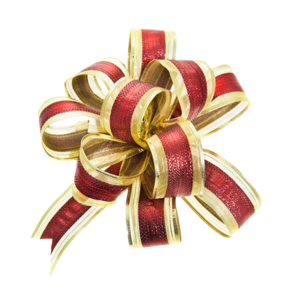 red and gold fancy gift bow