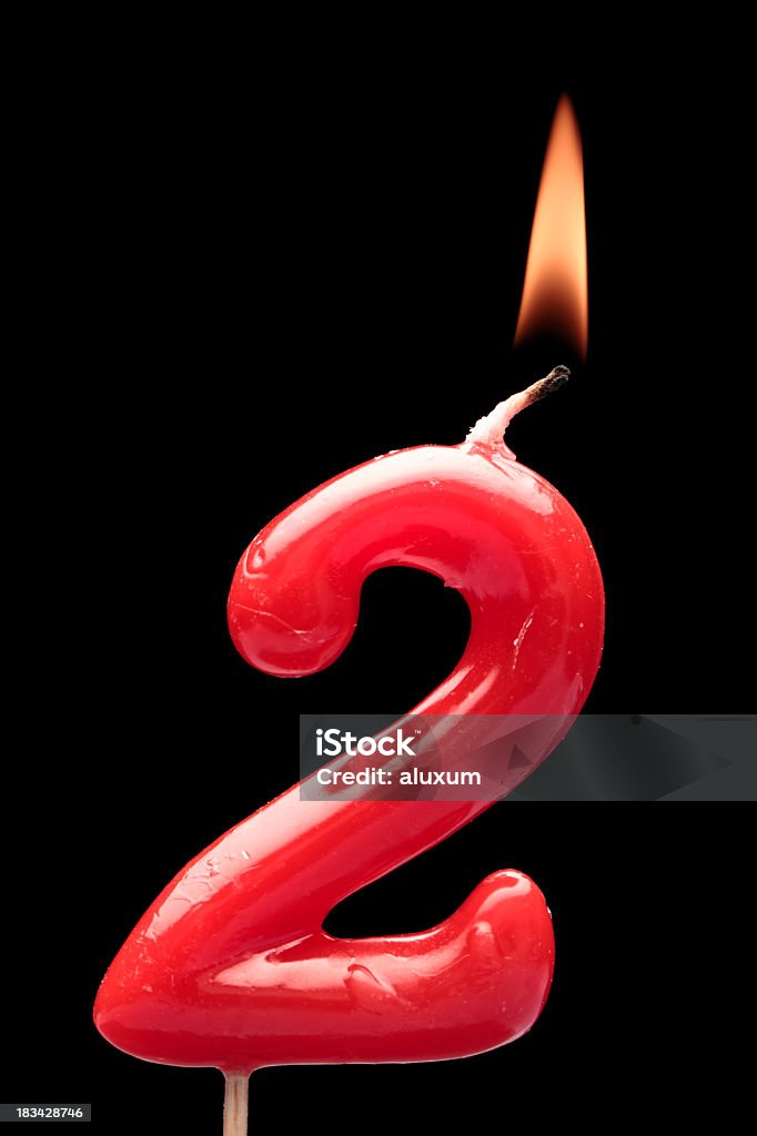 second anniversary birthday candle number two Anniversary Stock Photo