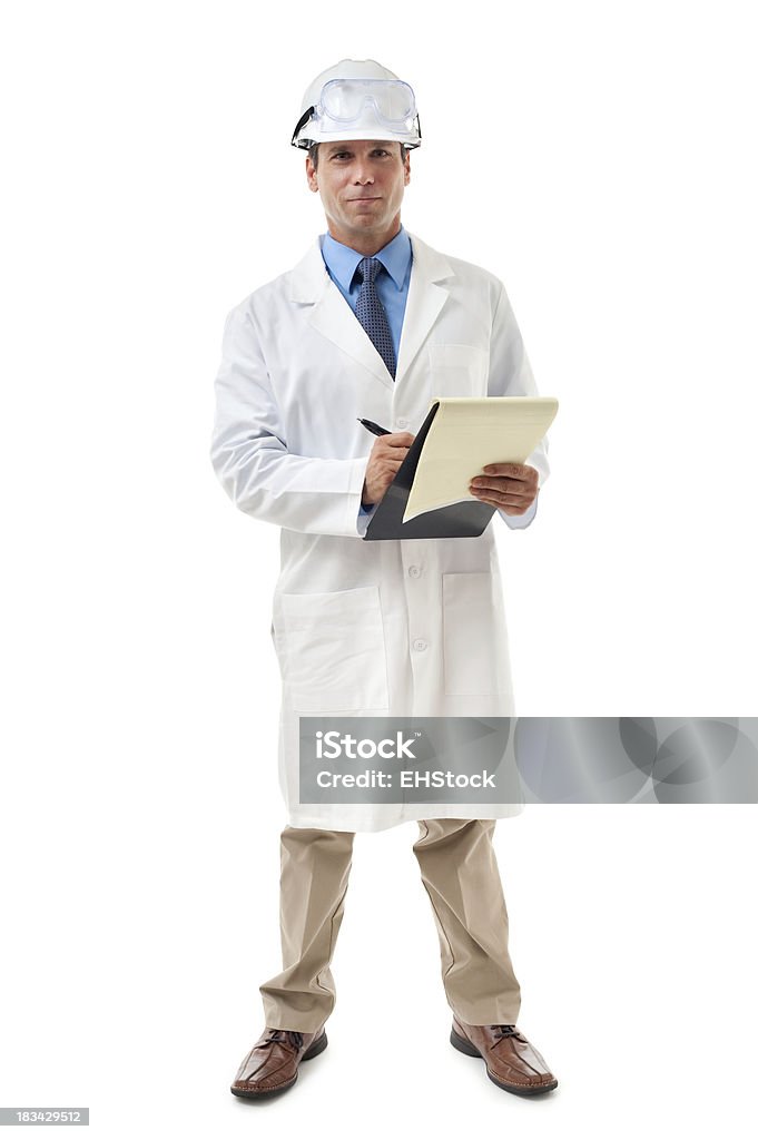 Scientifique ingénieur avec le presse-papier isolé sur fond blanc - Photo de Adulte libre de droits