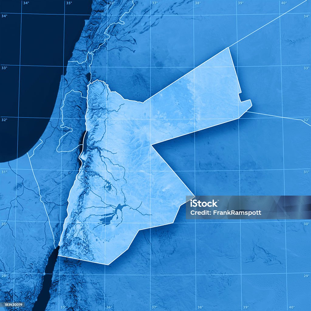 Jordan Topographic Karte - Lizenzfrei Jordanien Stock-Foto