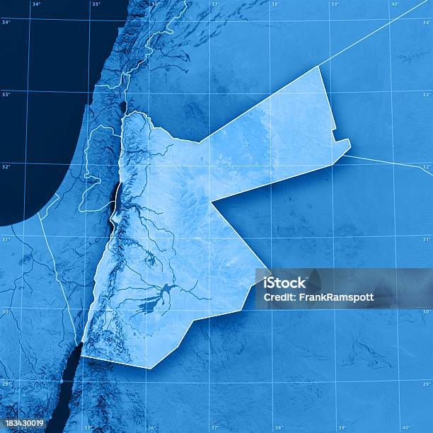 Jordan Topographic Karte Stockfoto und mehr Bilder von Jordanien - Jordanien, Karte - Navigationsinstrument, Blau