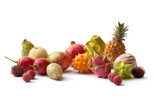 frutas: colección de tropical - fruta tropical fotografías e imágenes de stock