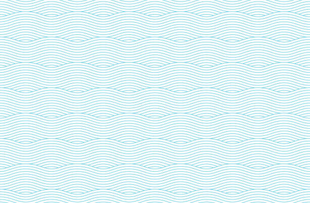 Seamless wave pattern One-color abstract geometric background with waves. light blue vintage wallpaper pattern stock illustrations