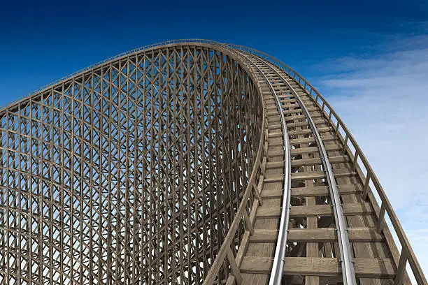Photo of Wooden roller coaster track at park