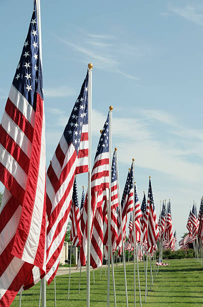 istock American Flags on Memorial Day  at a Cemetery 183431474