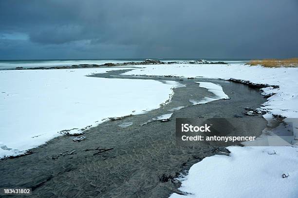 Замороженные Пляж Flakstadøya Lofoten Острова — стоковые фотографии и другие картинки Без людей - Без людей, Буря, Вода