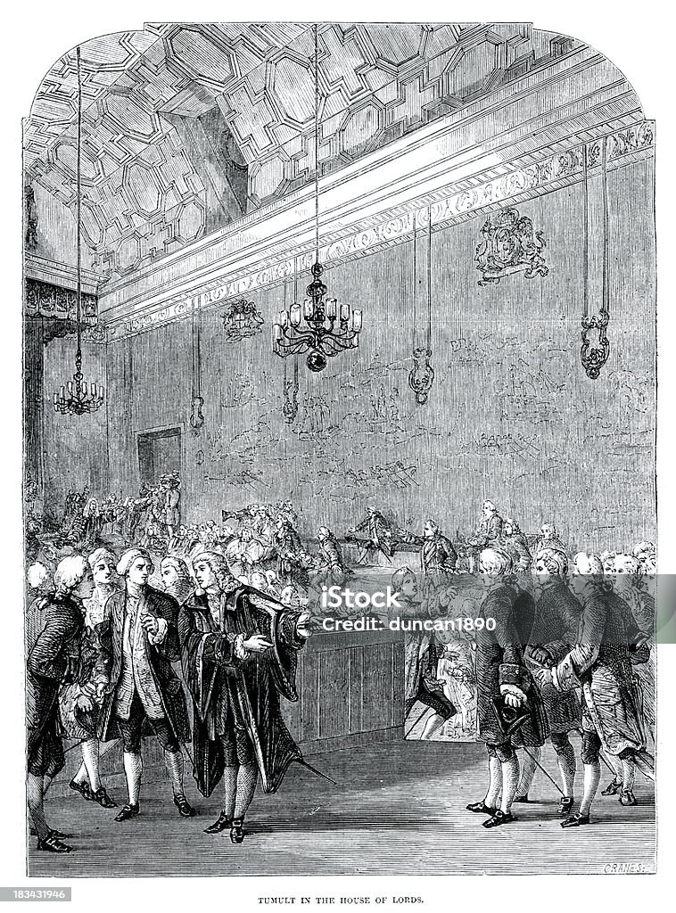 Tumult na Câmara dos Lordes - Royalty-free Século XVIII Ilustração de stock