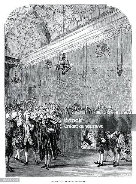 Tumult Na Câmara Dos Lordes - Arte vetorial de stock e mais imagens de Século XVIII - Século XVIII, Estilo do século 18, Casas do Parlamento - Londres