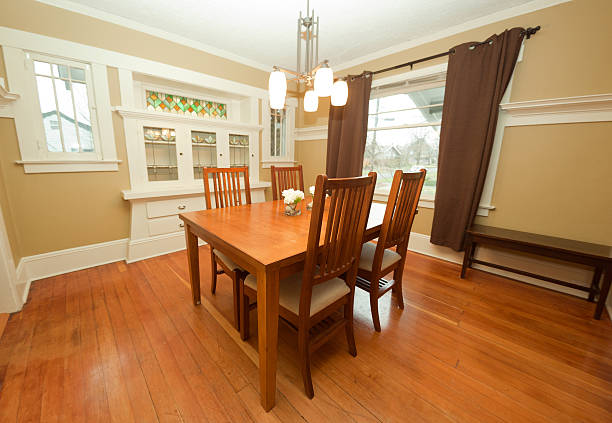 istock Clean Modern Dining Room with Hardwood Floors 183432592