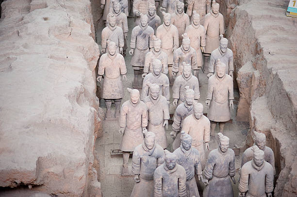 terracotta-krieger - terracotta power famous place chinese culture stock-fotos und bilder