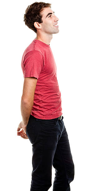 maschio verticale - t shirt men red portrait foto e immagini stock