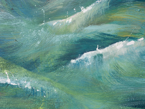 Original painting by Julie Ridge of ocean currents in oil and encaustic wax.