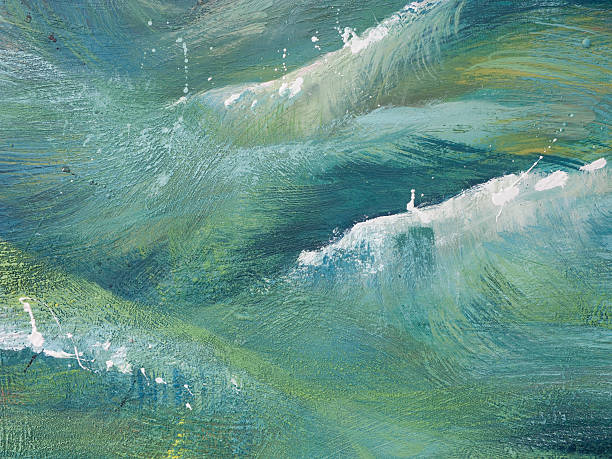 Ocean abstract Original painting by Julie Ridge of ocean currents in oil and encaustic wax. oil painting photos stock pictures, royalty-free photos & images