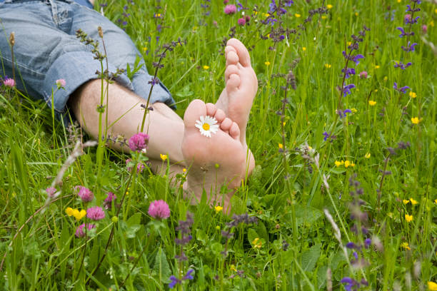 pigrizia - human foot barefoot sole of foot human toe foto e immagini stock