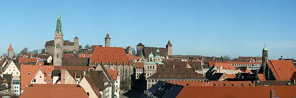 sight of nuremberg with Sebaldus Kirche, Kaiserburg in background and Frauenkirche on the right