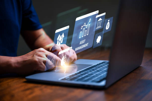 istock Asset management concept, Man using laptop with word asset management and Icon  on virtual display. Financial Property Digital assets. 1834363617