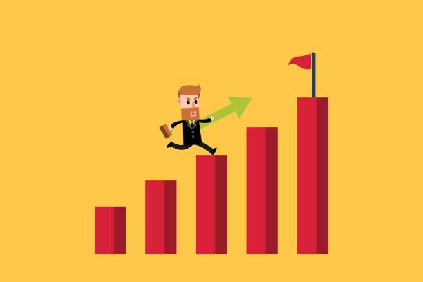 istock Businessman climbing up the bar graph go to success. Business Concept. Vector illustration 1834388331