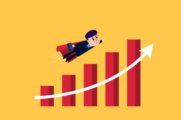 istock Businessman flying forward like a superhero. Flying forward for better benefits. Business growth. Business Concept. Vector illustration 1834388873