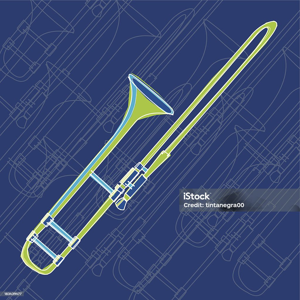 trombone - Royalty-free Azul arte vetorial
