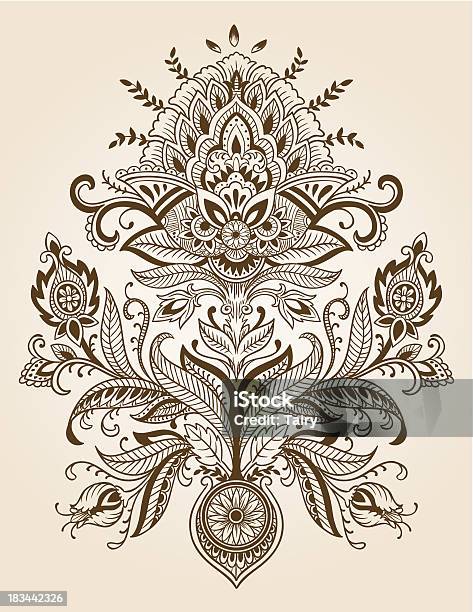 Henna Paisley Lace Flower Vector Stock Illustration - Download Image Now - Abstract, Culture of India, Decoration