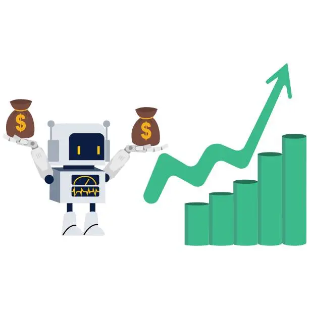 Vector illustration of Investment Robot, Business people Investment