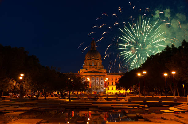 istock The Legislative Building in Edmonton, Alberta, Canada, illuminated with a fireworks display in celebration of Canada Day 1834443587