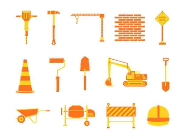 Vector illustration of Construction Equipment Vector Illustration Collection. Perfect for Designs With Construction Themes, Home and Building Renovations and Heavy Equipment
