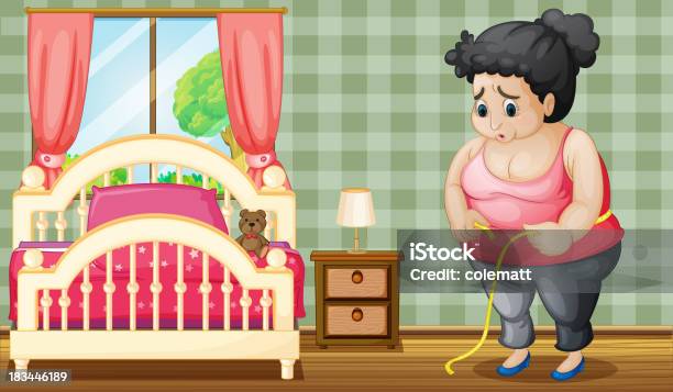 悲しい脂肪女性彼女のベッドルーム内の - イラストレーションのベクターアート素材や画像を多数ご用意 - イラストレーション, ウエスト, クリップアート