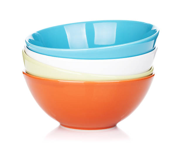 colorido vacío y tazones - mixing bowl fotografías e imágenes de stock