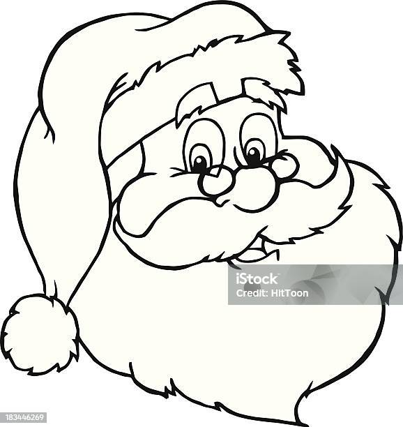 Black And White Santa Claus Head Stock Illustration - Download Image Now - Black And White, Santa Claus, Cartoon