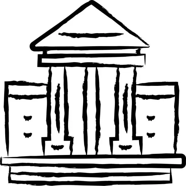 Vector illustration of Government building hand drawn vector illustration