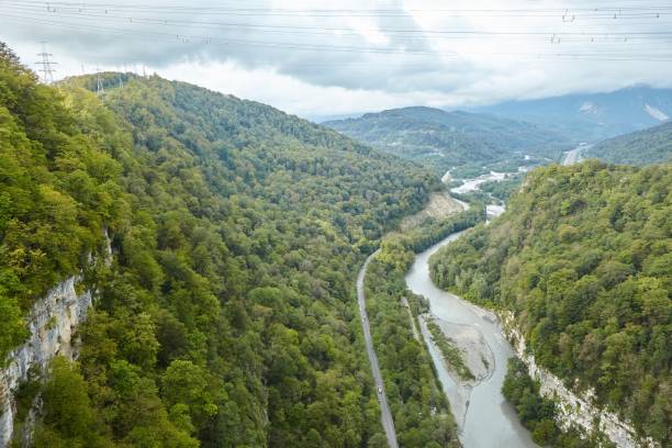 istock A swift mountain river. Water flows in nature. Mountainous terrain. 1834488384