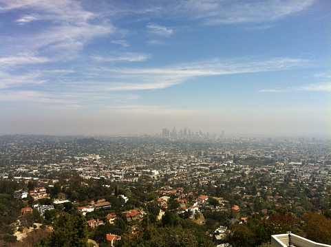 Los Angeles urban skyline wide angle from Griffith Observatory view, Los Angeles, United State, May 30, 2015