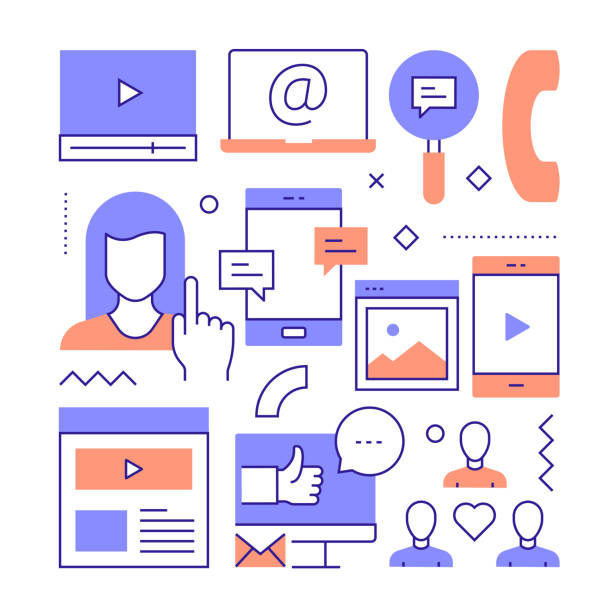 istock SOCIAL MEDIA Related Line Style Banner Design for Web Page, Headline, Brochure, Annual Report and Book Cover 1834503099