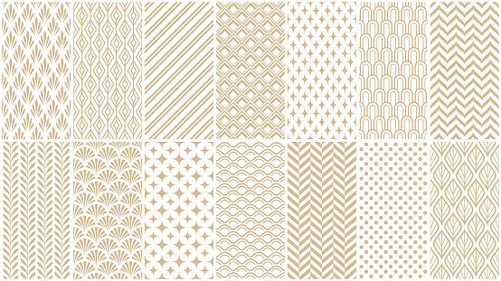 Set of seamless geometric patterns. Vector backgrounds.