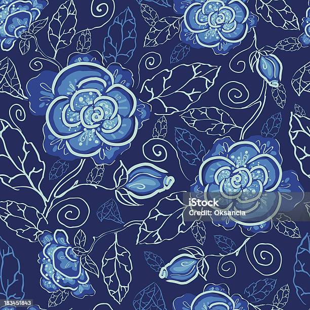 블루 꽃 연속무늬 배경기술 0명에 대한 스톡 벡터 아트 및 기타 이미지 - 0명, 가을, 그림자
