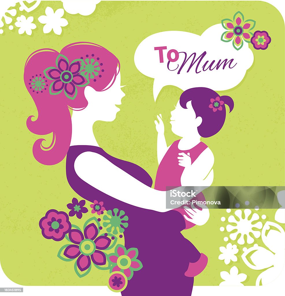 Happy Mother's Day Card with beautiful silhouette of mother and baby Adult stock vector