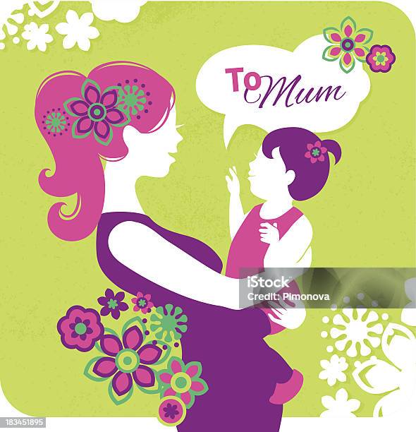 Happy Mothers Day Stock Illustration - Download Image Now - Adult, Appliqué, Baby - Human Age