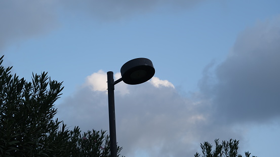 Close-up Street light with Solar Lighting on sky background.