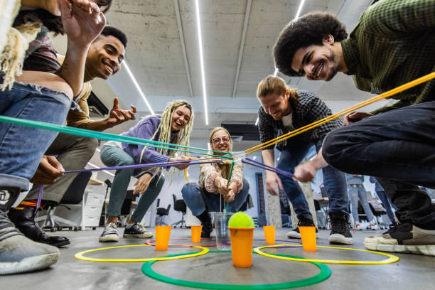 istock Team building game at casual office! 1834532708