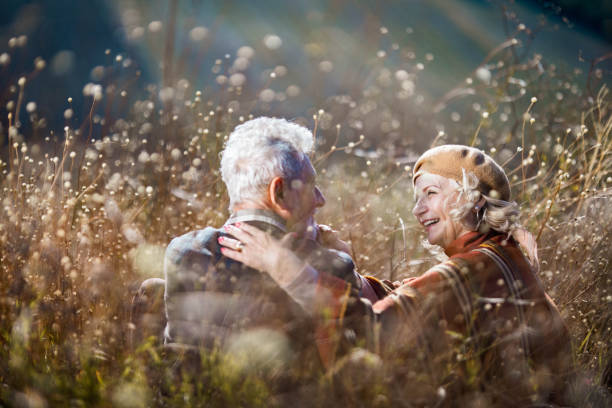 Grandparents being happy together in nursing home