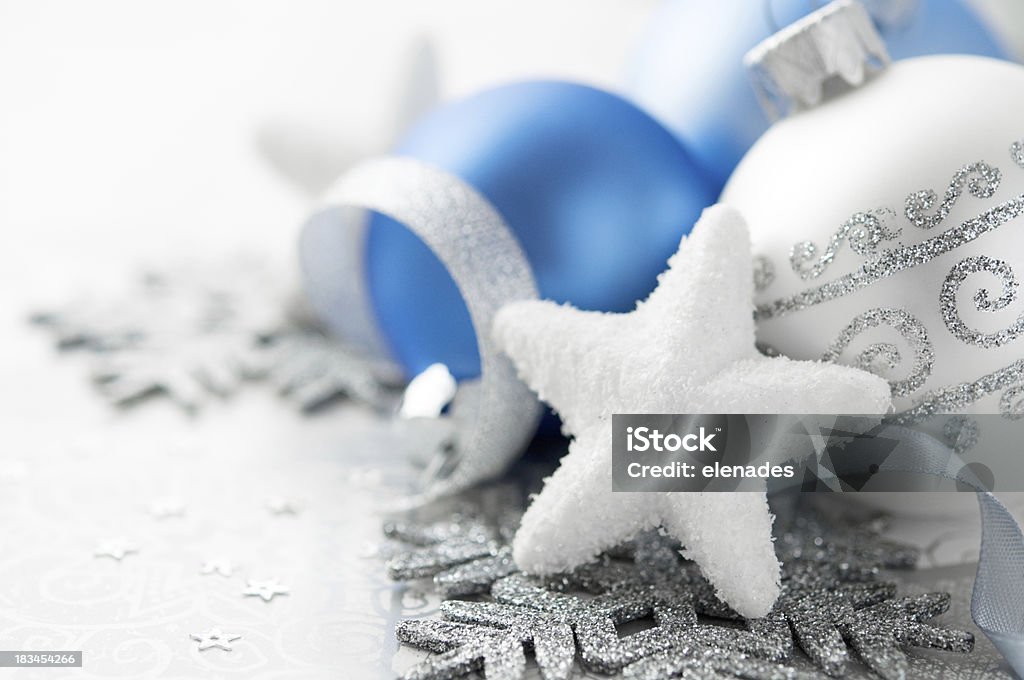 블루, 실버 크리스마스 데커레이션 - 로열티 프리 0명 스톡 사진