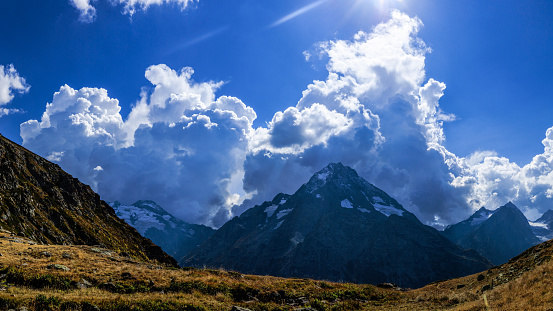 Mountain summer landscape in bright sunlight.