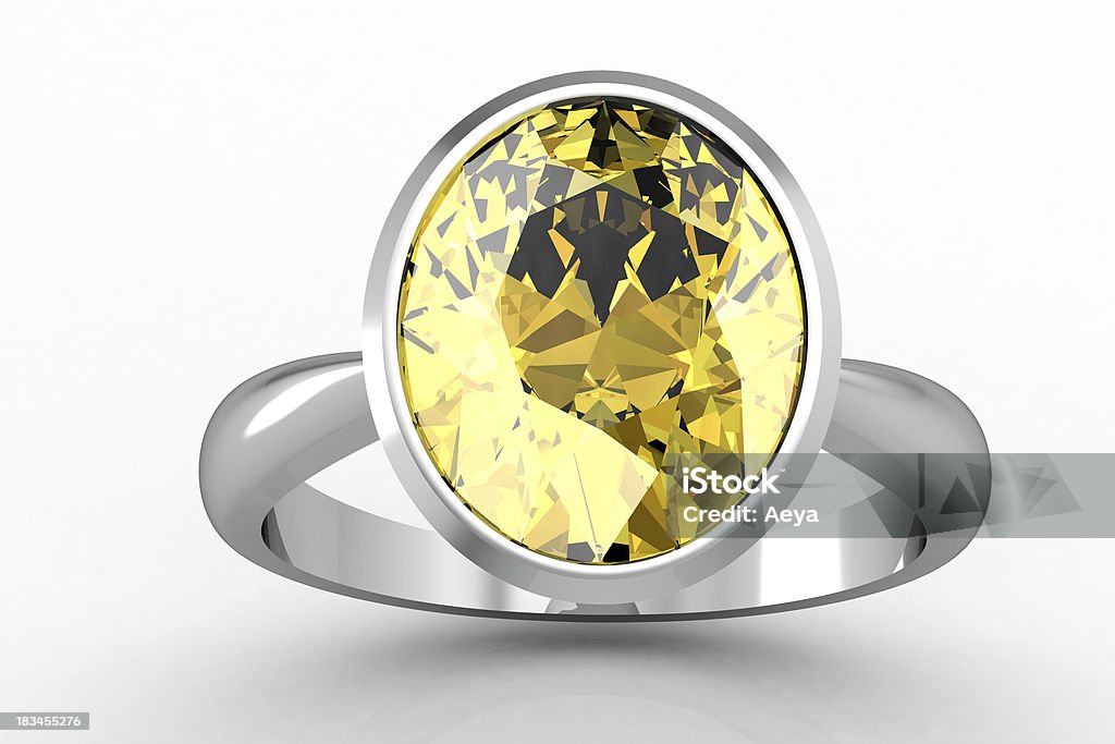 Желтое кольцо с сапфиром (высокое разрешение 3D image) - Стоковые фото Блестящий роялти-фри