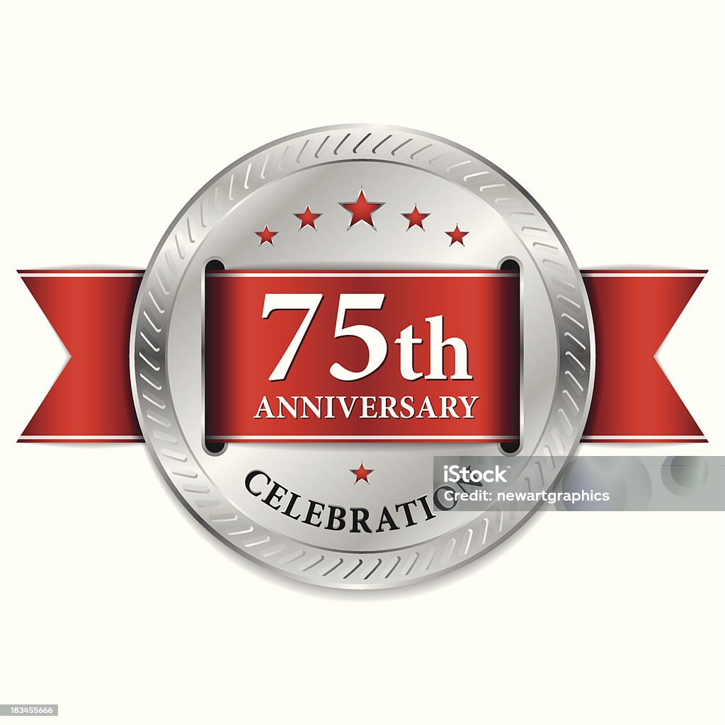 Settantacinquesimo anniversario rosso sigillo - arte vettoriale royalty-free di 75° Anniversario