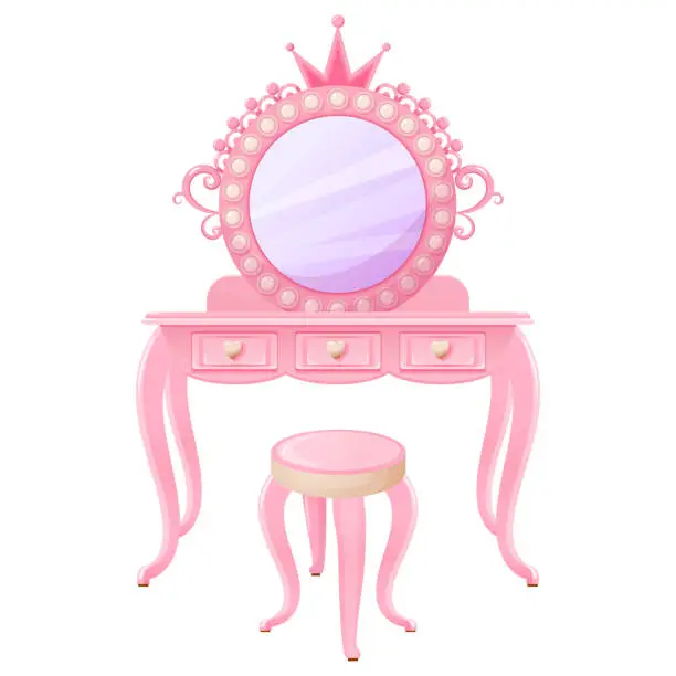 Vector illustration of Princess or fashion doll makeup table